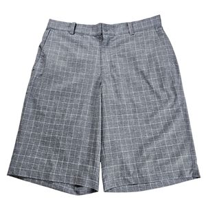 Nike Golf Tour Performance Dri Fit Gray White Plaid Shorts Men's Size 32